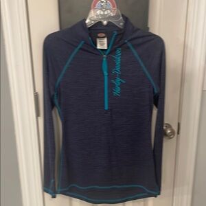 Harley-Davidson Dark Blue and Aqua Pullover